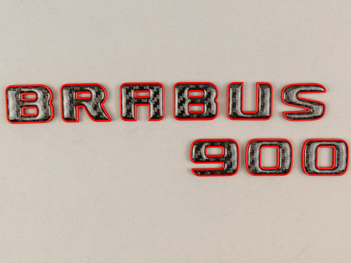 Brabus 900 Orange Metal with Carbon Badges Emblems Set for Mercedes-Benz W463 W463A W464